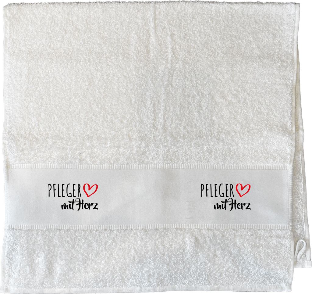 Huuraa Handtuch Pfleger mit Herz 50x100cm White Baumwolle Handtuch Geschenkidee