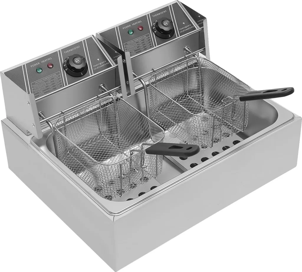 Air Fryer 12 Litres Gris Clair avec Double Bac de Cuisson Séparé