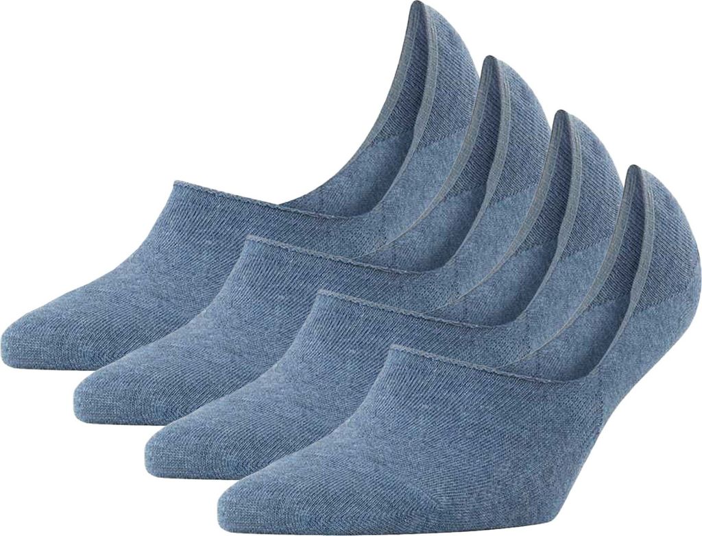 Burlington Damen Füßlinge, 4er Pack - Everyday IN, Anti-Slip Heel, einfarbig Blau 35-36