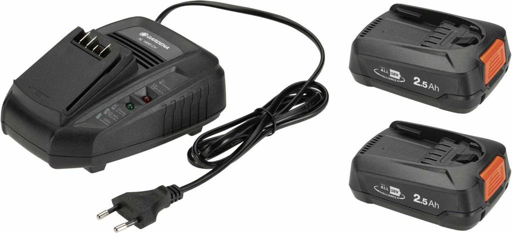 Gardena starter kit P4A 2 x PBA 18V/45 2,5 Ah + AL 1830 CV Immagine del prodotto 