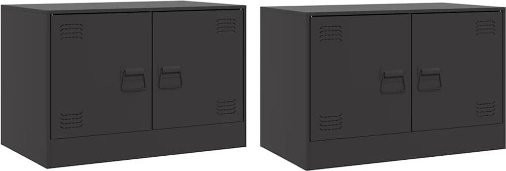 vidaXL TV-Schränke 2 Stk. Schwarz 67x39x44 cm Stahl