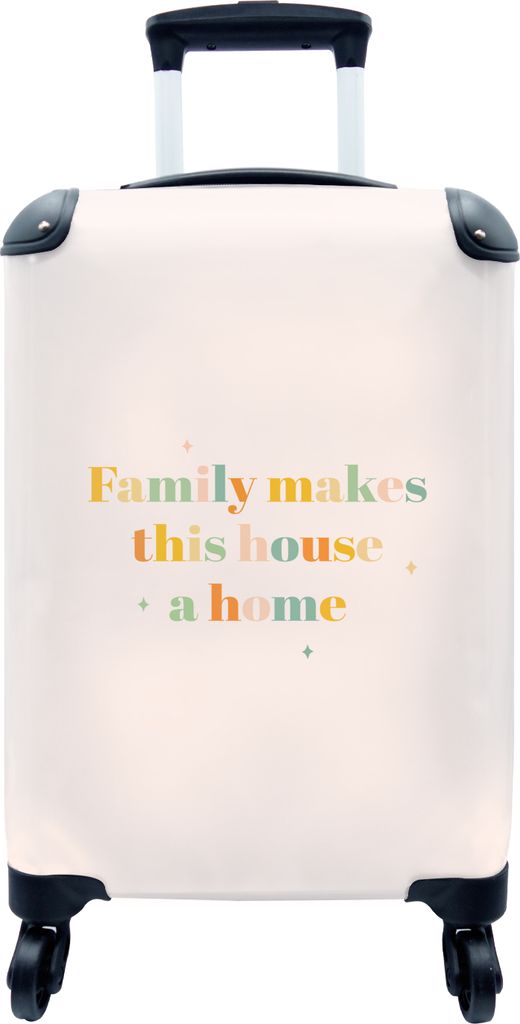 MuchoWow MuchoWow Koffer Handgepäck Trolley Rollkoffer Kleine Reisekoffer mit 4 Rollen - Zitate - Familie - Die Familie macht das Haus zu eine...