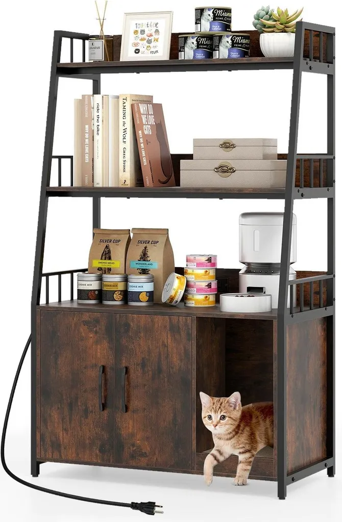 Meuble pour chat avec bibliothèque et station de charge 80x40x132 cm