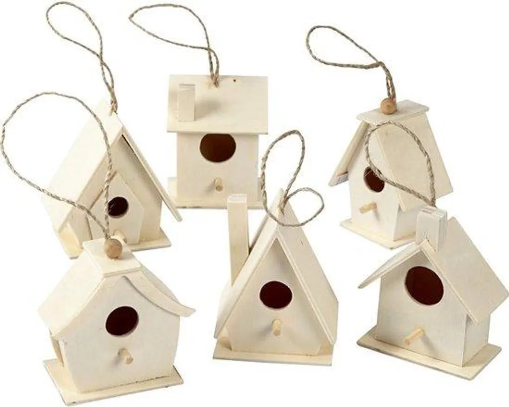 Nichoir coloré en bois de peuplier 7 cm - Abri décoratif pour oiseaux