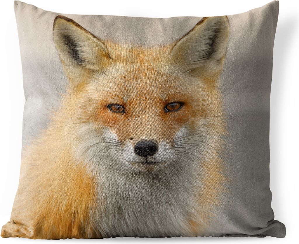 MuchoWow Outdoor Kissen - Fuchs - Makro - Rot - 45x45 cm - Wetterfest - Lounge Kissen - Fotokissen - Dekoratives Kissen