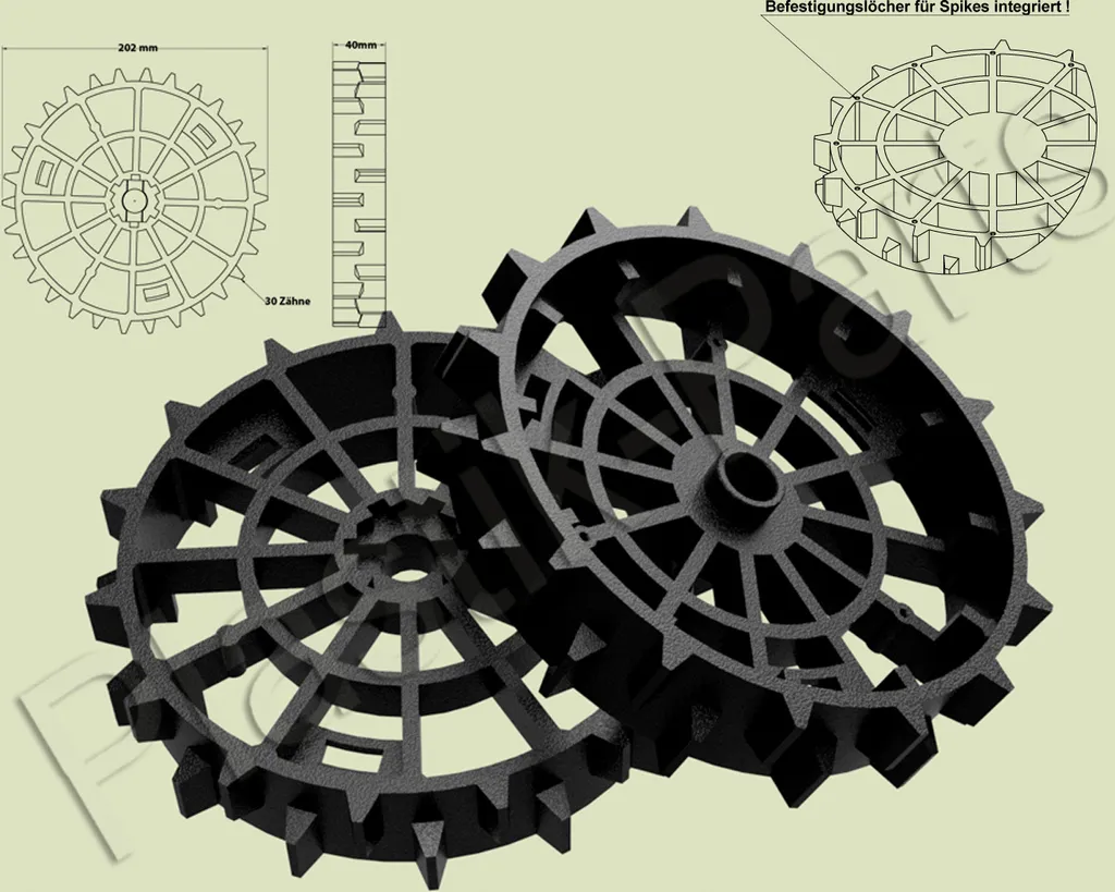 Roues Offroad Worx WR101SI WR102SI WR106SI WR105SI - Jeu de 2 Profilés