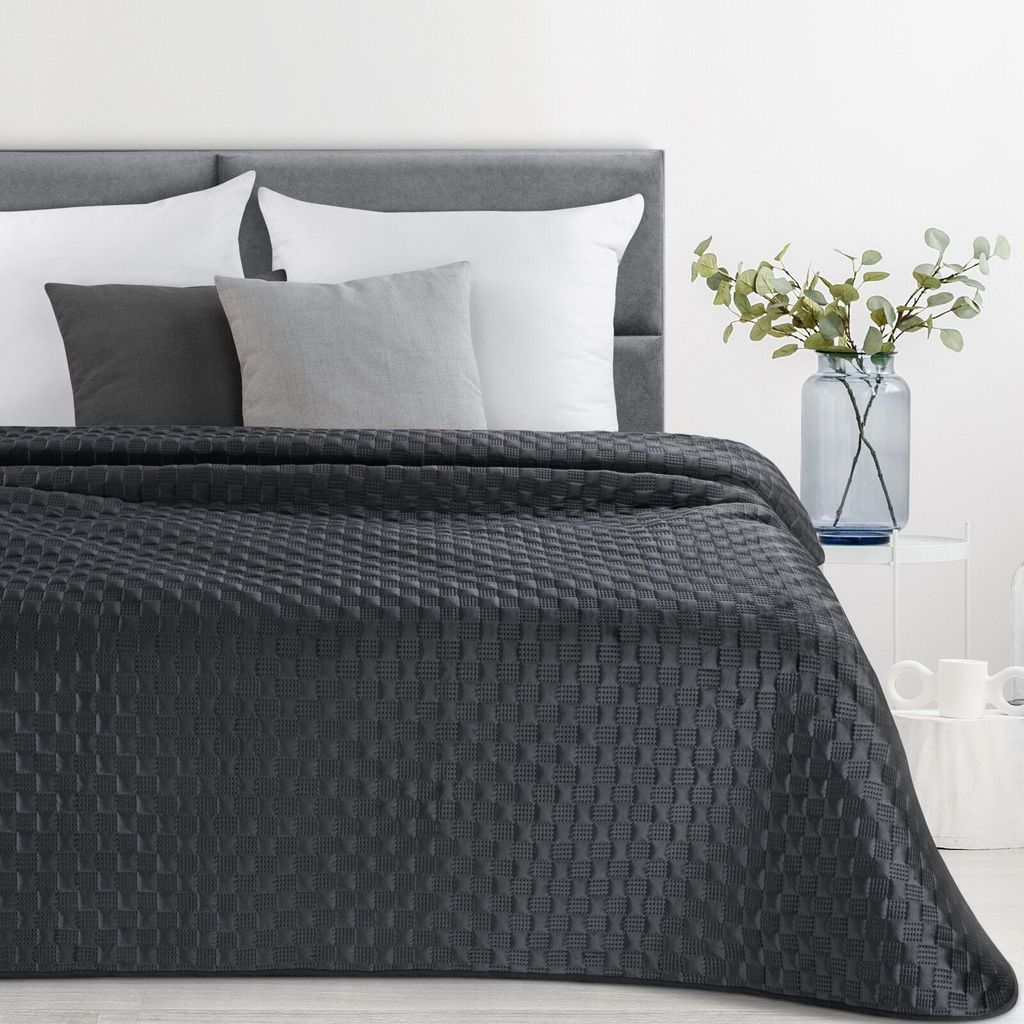 Velvet Decke Dekorativer Bettüberwurf Tagesdecke aus Samt SOFIA 4, Material: 100% Polyester noir 220X240 schwarz