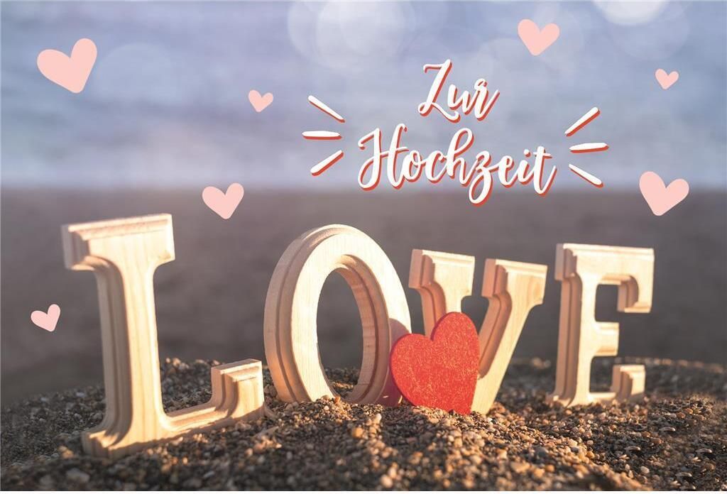 Hochzeit - Glückwunschkarte im Format 11,5 x 17 cm mit Umschlag