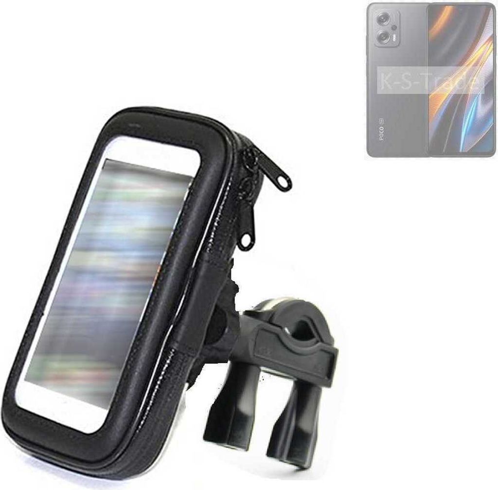 K-S-Trade Fahrrad-Halterung kompatibel mit POCO X4 GT Handy-Halterung Halter Lenkstange Fahrradhalterung Motorrad Bike Mount Wasserabweisend