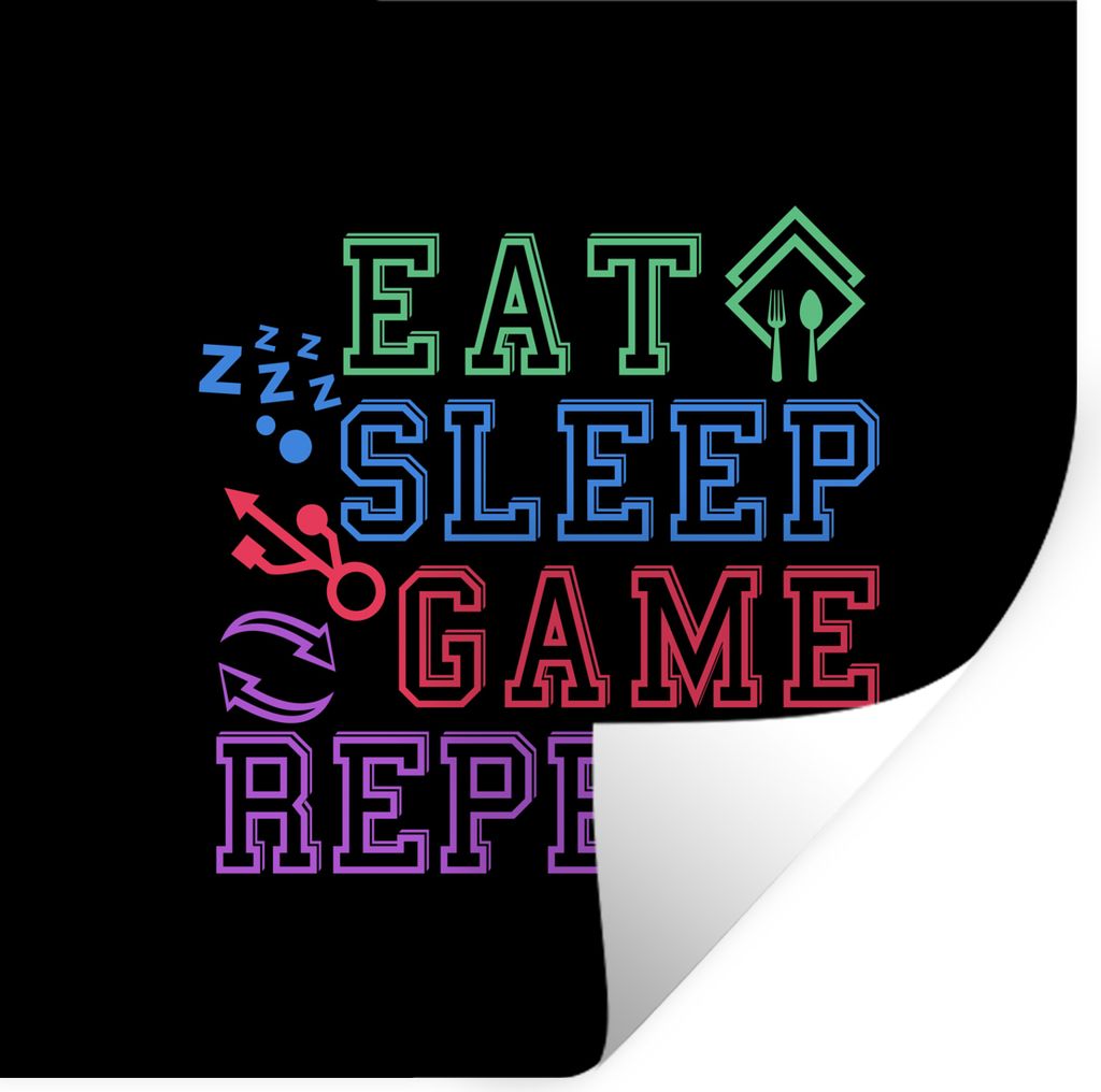 MuchoWow Wandtattoo Wandsticker Wandaufkleber Spiele - Zitat - Gamer 30x30 cm Selbstklebend und Repositionierbar - Repositionierbar - Wasser abwe...