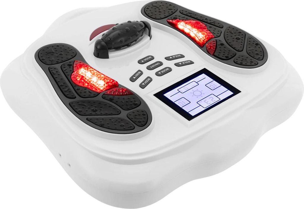 Fußmassagegerät - Elektrischer Durchblutungsstimulator - 99 Stufen - 25 Programme - Fernbedienung - LED-Display - EU-Stecker - Weiß