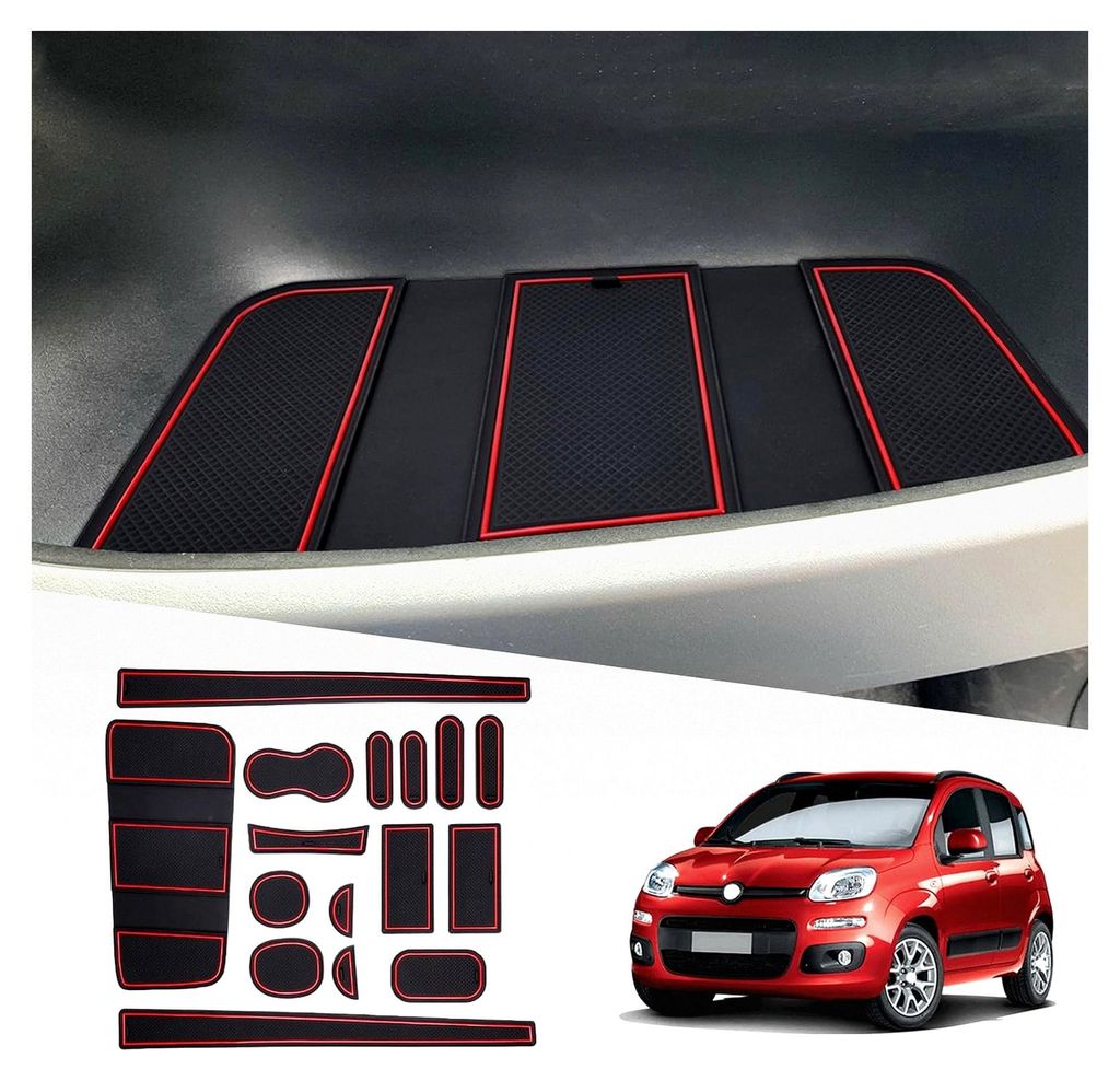 Kompatibel mit FIAT Panda City Cross | Hybrid 2021-2024 2025 Auto Gummimatten Türschlitzmatte, Antirutschmatten für Mittelkonsolen und Türnahtma...