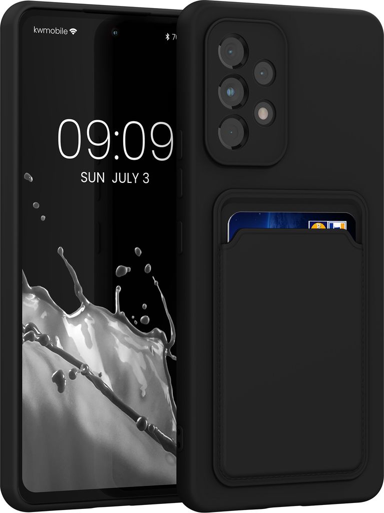 kwmobile Handyhülle kompatibel mit Samsung Galaxy A53 5G Hülle - Handy Cover mit Fach für Karten - in Schwarz