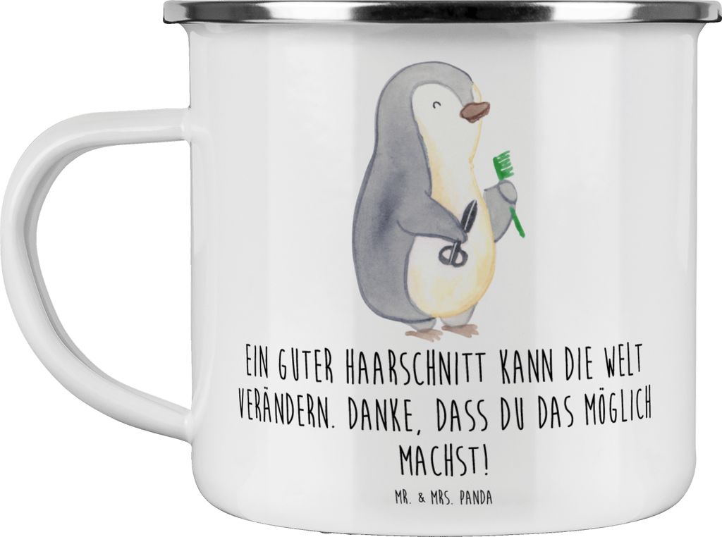 Mr. & Mrs. Panda Kaffeepott Friseur Wunder - Weiß - Geschenk, Pott, Teetasse, Danke sagen, Emaille Tasse, Wertschätzung zeigen, Outdoor Becher, A...