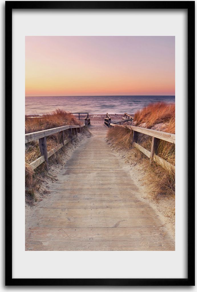 Bild - Bilderrahmen - 40 cm x 60 cm - MDF - Rahmen - Wandkunst - Weg zum Strand