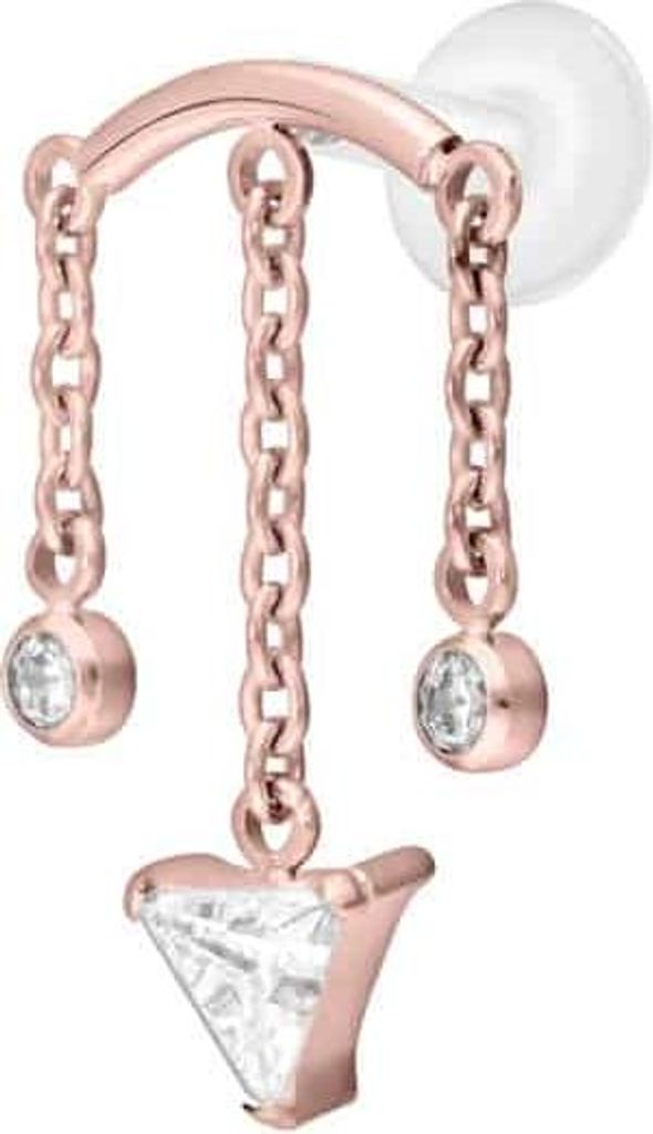 Ohrpiercing, Nasenpiercing PTFE Labret mit Innengewinde + Titan-Aufsatz WINDSPIEL RoséGold Stablänge: 5mm | Stabstärke: 1,2mm
