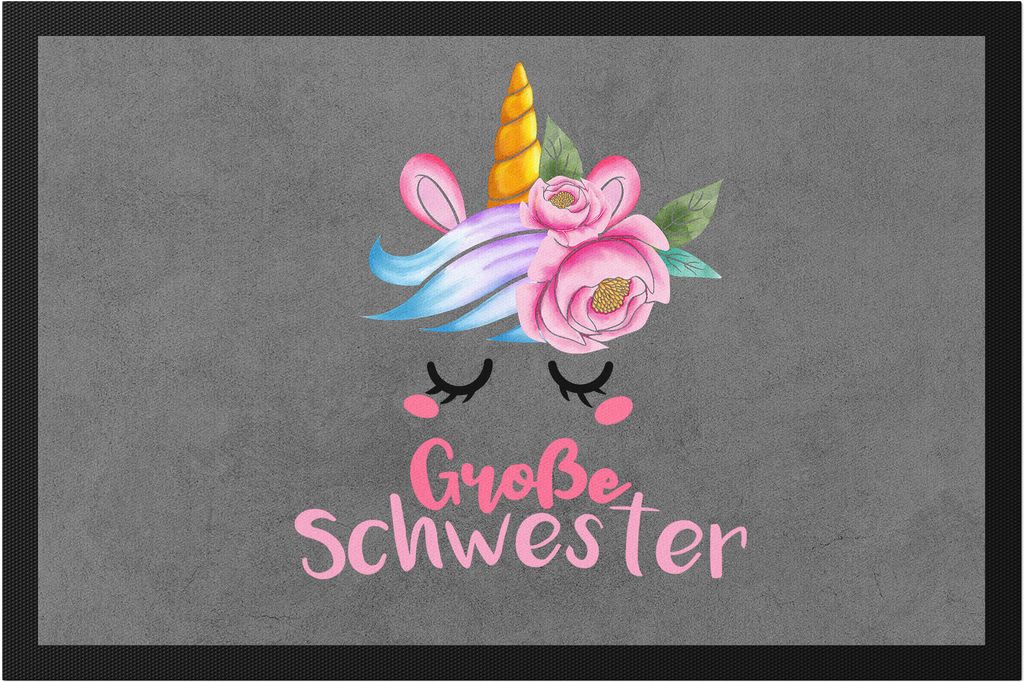 Große Schwester Fußmatte Einhorn Schwangerschaft Verkündung Geburt Big Sister Geschenk Ankündigung