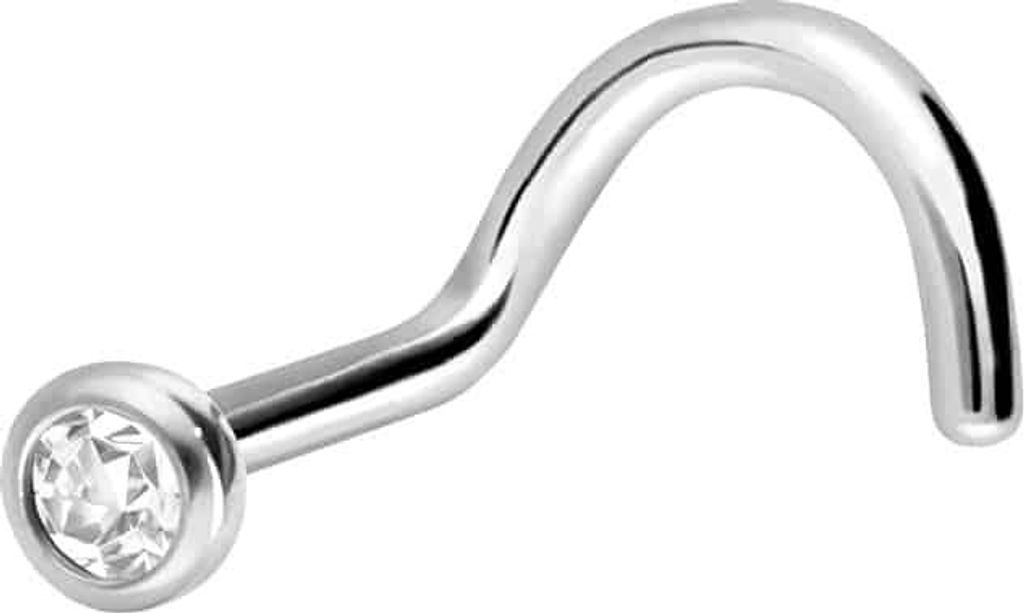 Nasenpiercing, Nasenstecker Chirurgenstahl Nasenstecker Spirale KRISTALL Silber Kristallgröße: KK = Kristallklarmm