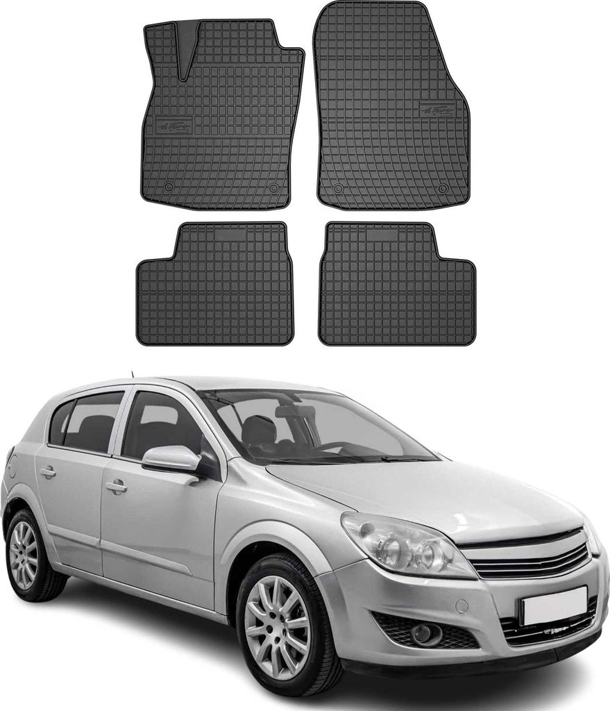 2004-2014 Opel Astra H tappetini in gomma nera 4 pz Immagine del prodotto 