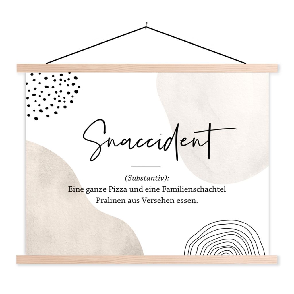 MuchoWow Textilposter Sprichwörter - Zitate - Snaccident - Wörterbuch - Snaccident Definition 60x45 cm mit holzfarbenen Rahmen - Bild