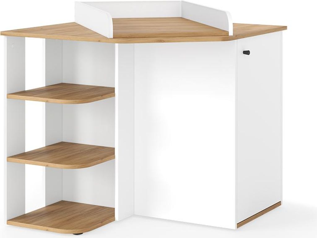 Wickelkommode Vicco Kristian Weiß/Goldkraft Eiche 85 x 77.3 cm mit Wickelaufsatz, Model 57889