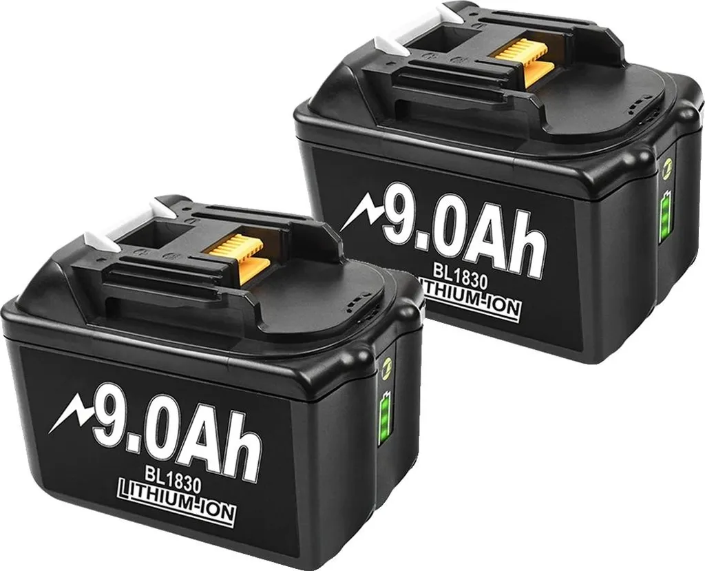 Batterie rechargeable 18V 9.0Ah lot de 2 haute capacité 9000mAh Lithium