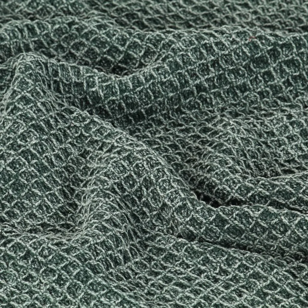 Jeté de lit coton 160x210 vert foncé - Couverture légère et douce - 4