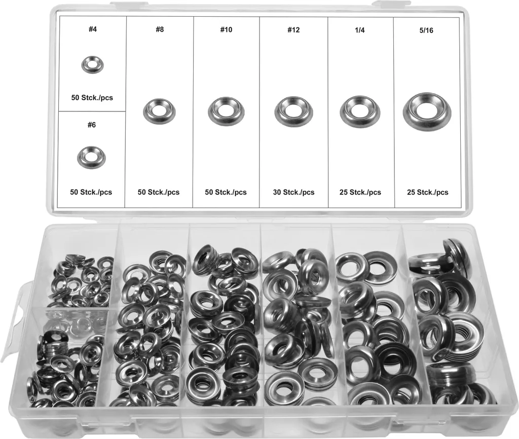 280 Rosaces Inox V2A pour Vis à Tête Fraisée et Bombée - Kit de Finition