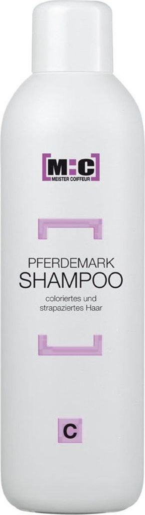 A white bottle of M:C Pferdemark Shampoo.