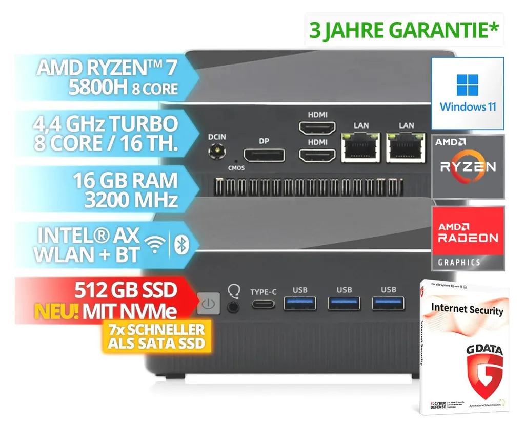 Mini PC Gamer Polyvalent pour Travail Créatif et Gaming AMD Ryzen 7