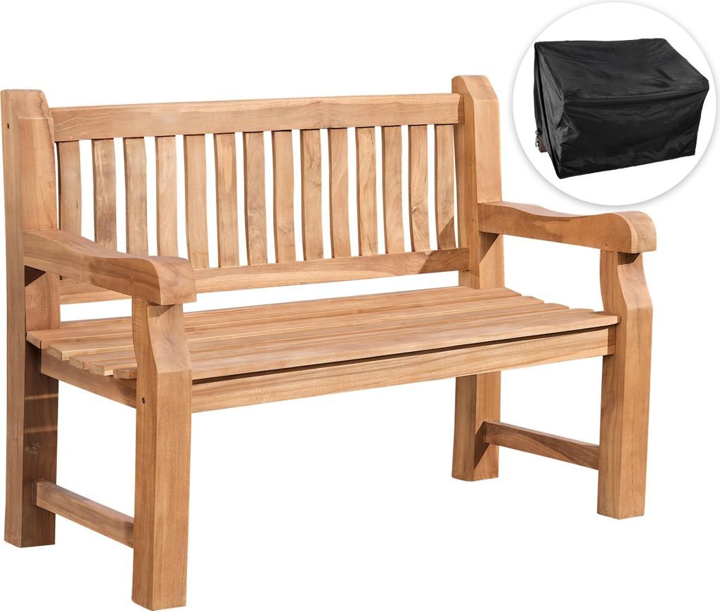 Teakbank 120 cm mit Abdeckhaube, Set-Inhalt:Halden