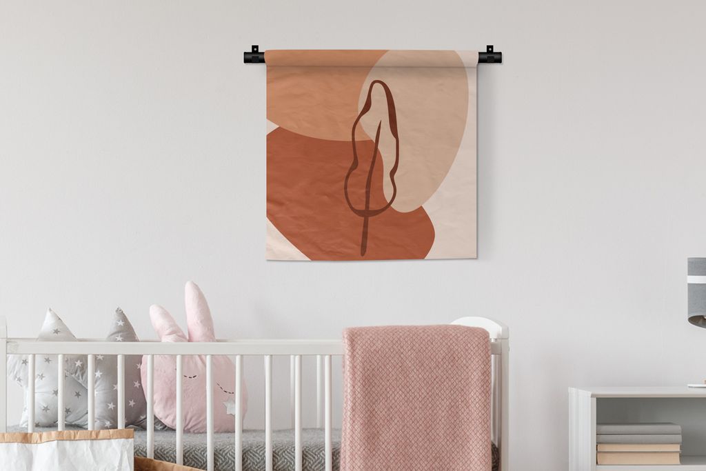 MuchoWow Wandteppich Wandbehang Sommer - Blatt - Braun 60x60 cm Tapisserie Dekoration Wandtuch - Dekorationen - Wand Decke