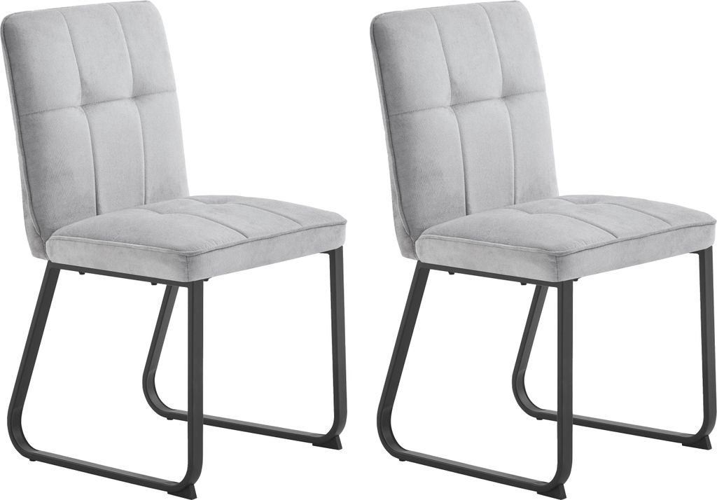 Stuhl 2er-Set "TALEA" aus Microfaser in hellgrau. Abmessungen (BxHxT) 47x88x59 cm
