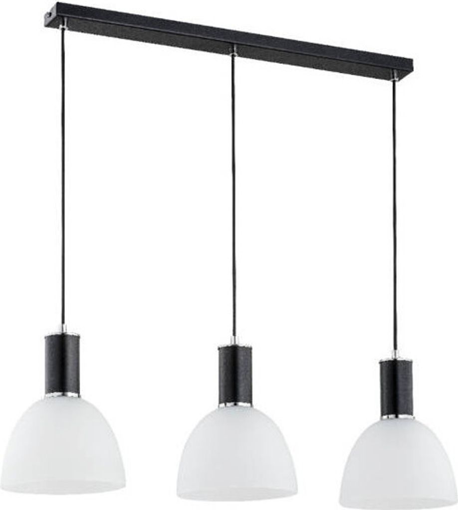 Klasická čierna trojitá závesná lampa s bielym tienidlom Obrázok produktu 