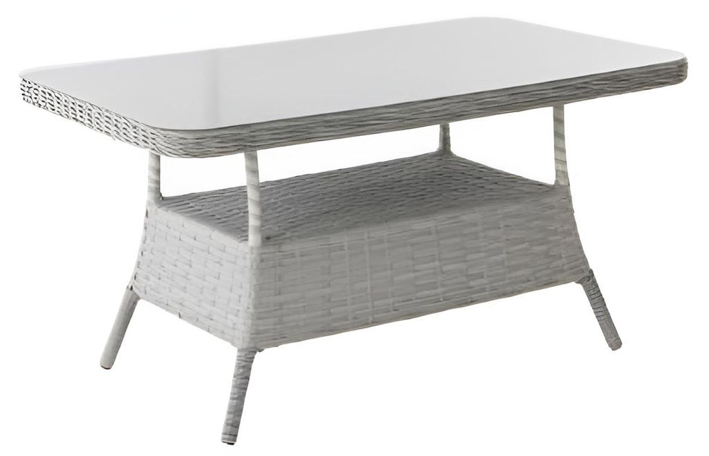 Terrassenset 3-Sitzer Sofa Sessel Tisch Hocker Orange Grau Glasplatte