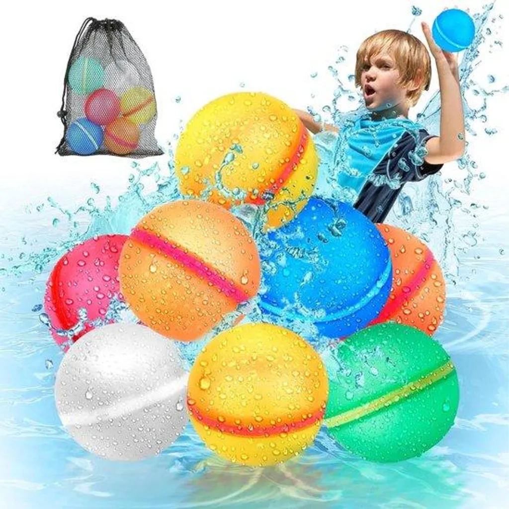 Ballons d'eau réutilisables avec sac en filet - Set de 12 bombes à eau