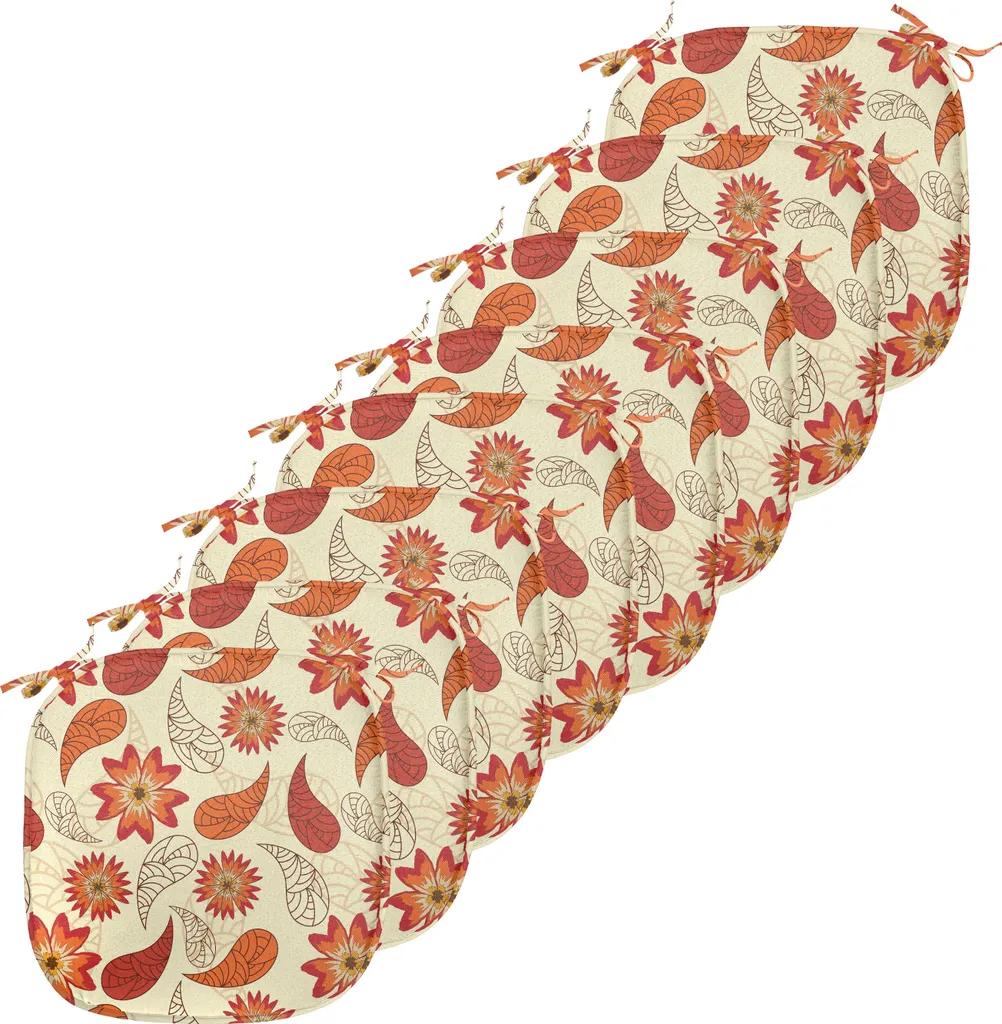 Set de 8 Coussins pour Chaise de Cuisine Orange, Décoration de Table