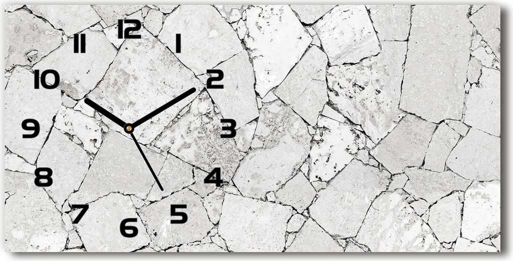 Wanduhr aus Glas – 60x30 cm - Glasbild - Glasuhr - Gehärtetes Glas - schwarze-zeiger - Eine Steinmauer