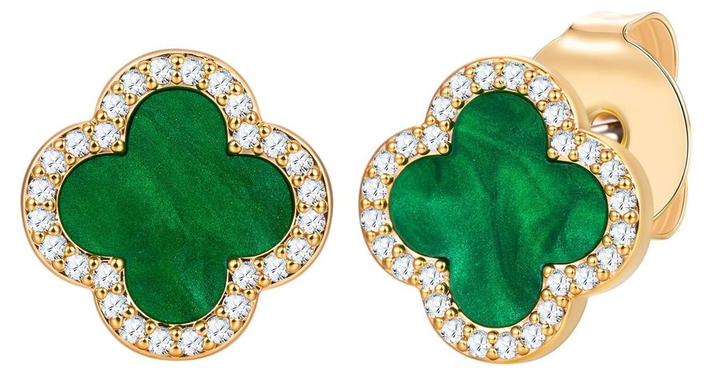 luluandjane Ohrstecker Kleeblatt Messing Zirkonia 50071338