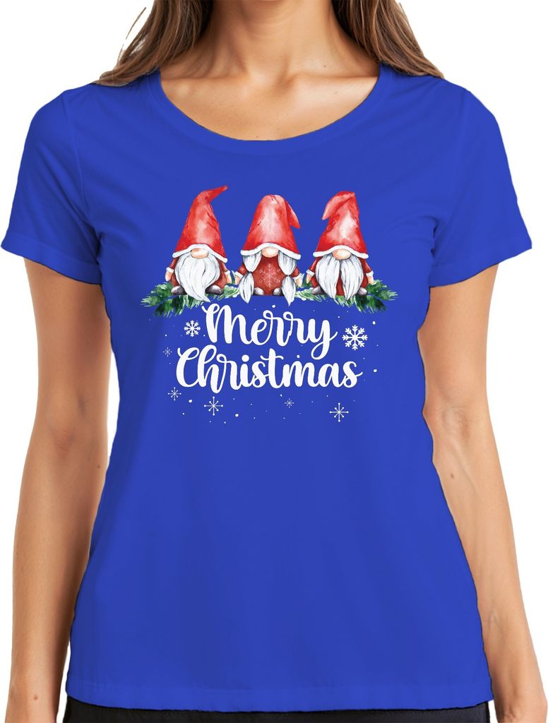 Merry Christmas Weihnachtswichtel Gnome Schweden - Weihnachten Weihnachtsgeschenk Christmas Damen T-Shirt, Blau, L