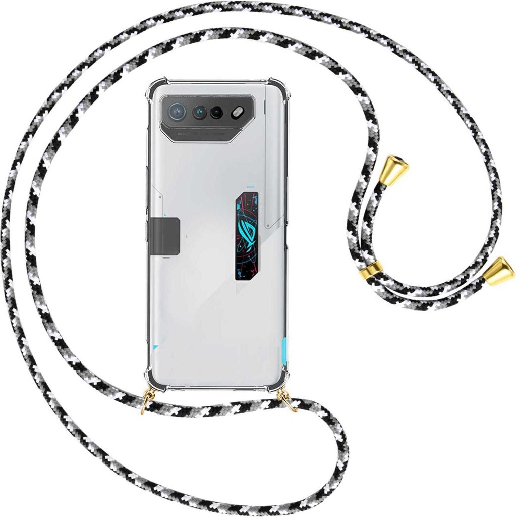 Handykette Backcover-Schutzhülle mit Band (Metall goldfarben) für Asus ROG Phone 7 Ultimate (6.78'') - blau+beige
