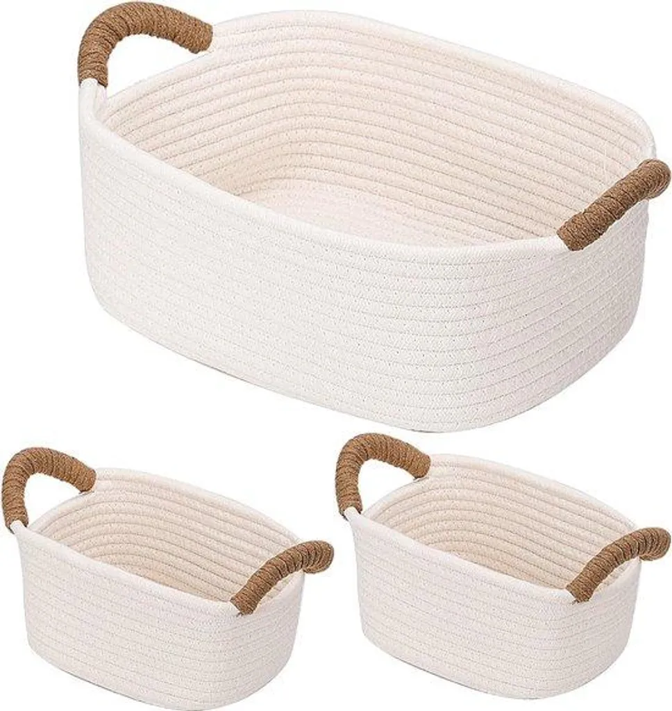 Rangement suspendu 3 niveaux en coton tressé pour chambre et salon