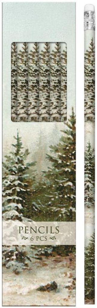 Cadeauverpakking potloden, kerstthema: kerstbomen Productafbeelding 