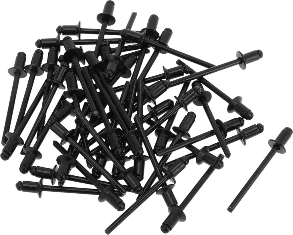 Offene Enden Großkopf Blindnieten Schwarz 50 Stück 4,8 mm Griffdurchmesser 8 mm Grifflänge 9,5 mm Flanschdurchmesser Aluminiumlegierung Eisen