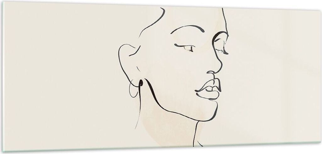 Bilder auf glas - Einteilig - Frau Zeichnung Linie - 100x40cm - Glasbilder - Wandbilder - Bilder - zum Aufhängen bereit - Wanddekoration aus Glas ...