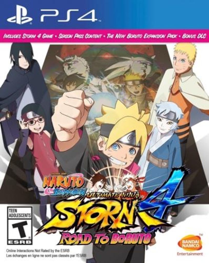 The image is a video game box art for Naruto Shippuden: Ultimate Ninja Storm 4 Road to Boruto.