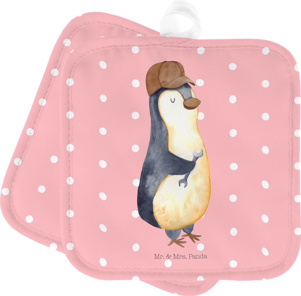 Mr. & Mrs. Panda Topflappen Wenn Papa es nicht reparieren kann, sind wir am Arsch - Rot Pastell - Geschenk, Ofenlappen, Topfuntersetzer, Vatertag, ...