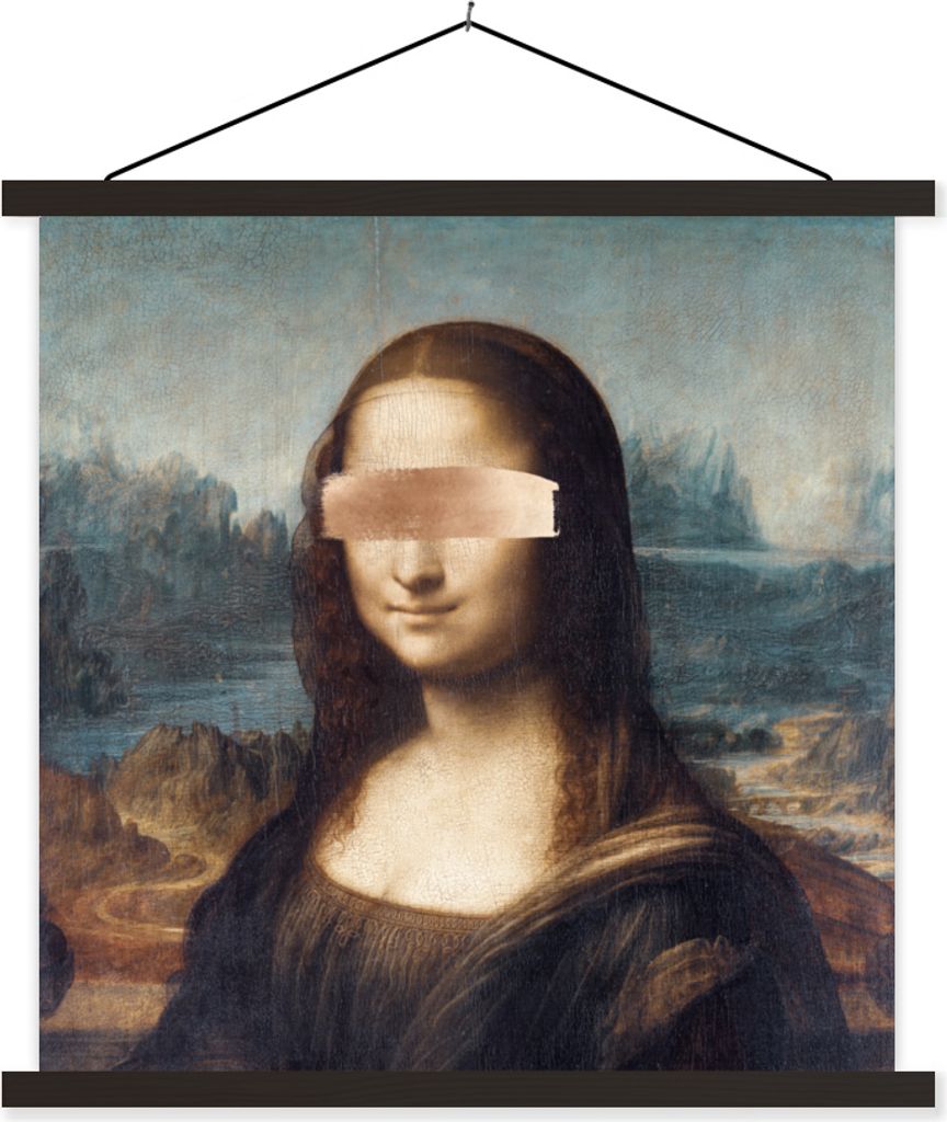 MuchoWow Textilposter Mona Lisa - Leonardo da Vinci - Kunst 120x120 cm mit schwarzem Rahmen - Aufhängungsset