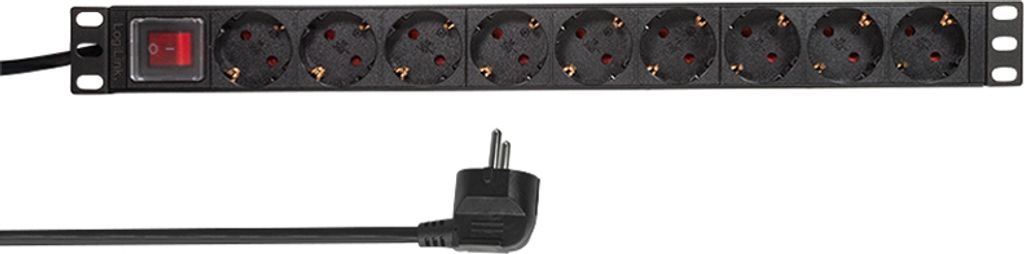 LogiLink 19" Steckdosenleiste 9-fach mit Schalter schwarz