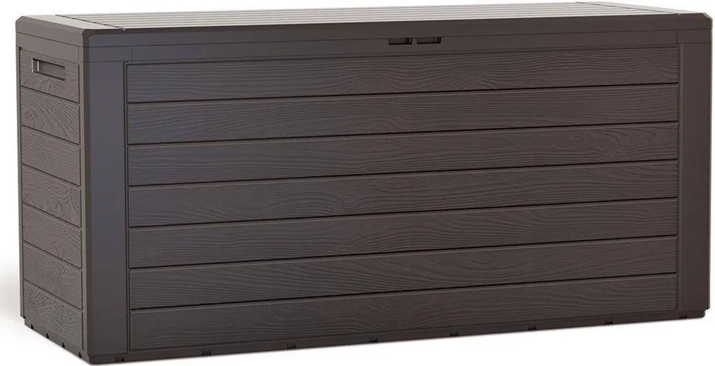 Coffre de jardin 280 litres étanche - Malle de rangement extérieur marron